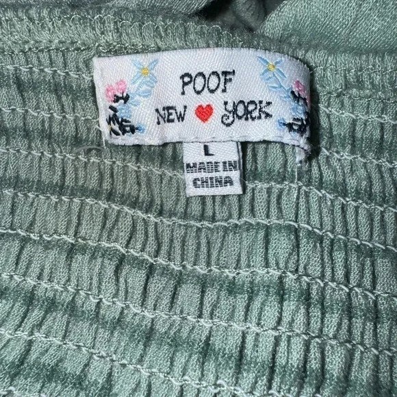 Poof New York Women’s Green Maxi Dress with Puff Sleeves Cottagecore Large - Picture 3 of 5